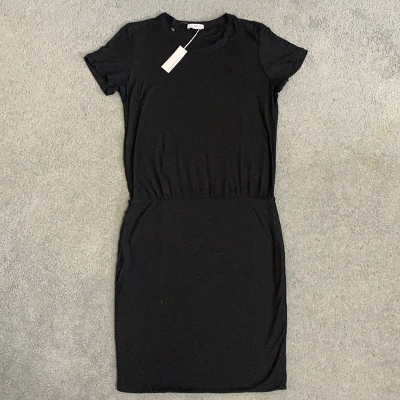 james perse blouson t shirt dress James Perse - Mixed Media Grey Blouson Dress